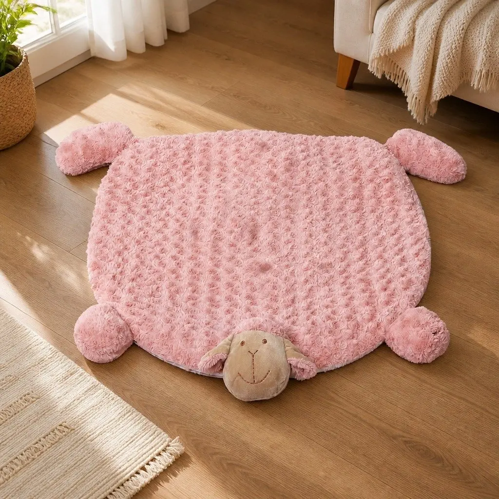 Large Plush Pet Bed with Squeaky Toys in Pink