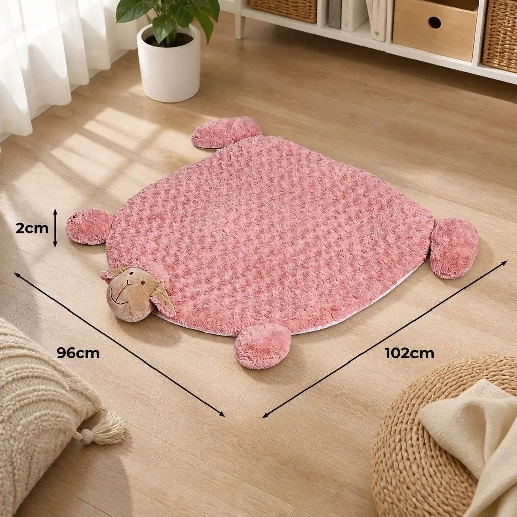 Large Plush Pet Bed with Squeaky Toys in Pink