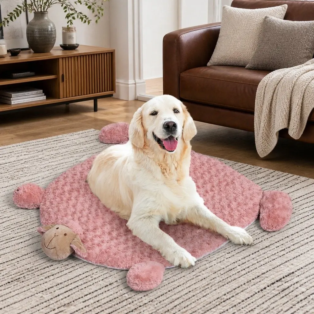 Large Plush Pet Bed with Squeaky Toys in Pink