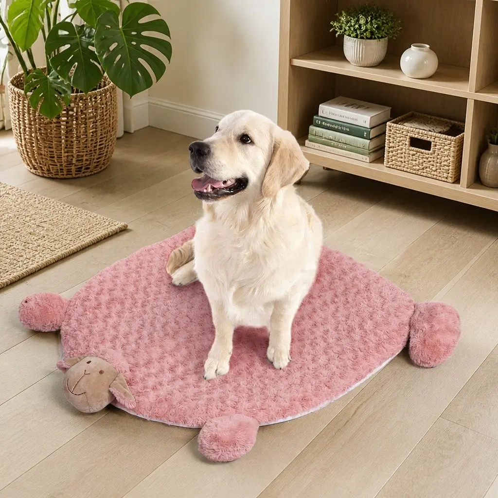 Large Plush Pet Bed with Squeaky Toys in Pink