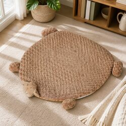 Pet Bed Cushion Dog Cat Calming Sleeping Mat with Corner Squeaky Toys Large