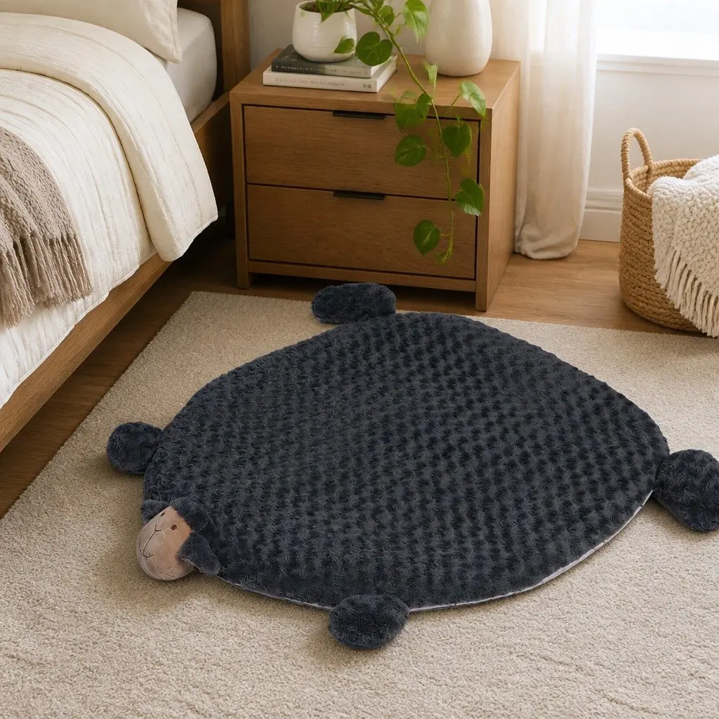 Pet Bed Plush Medium Charcoal Grey
