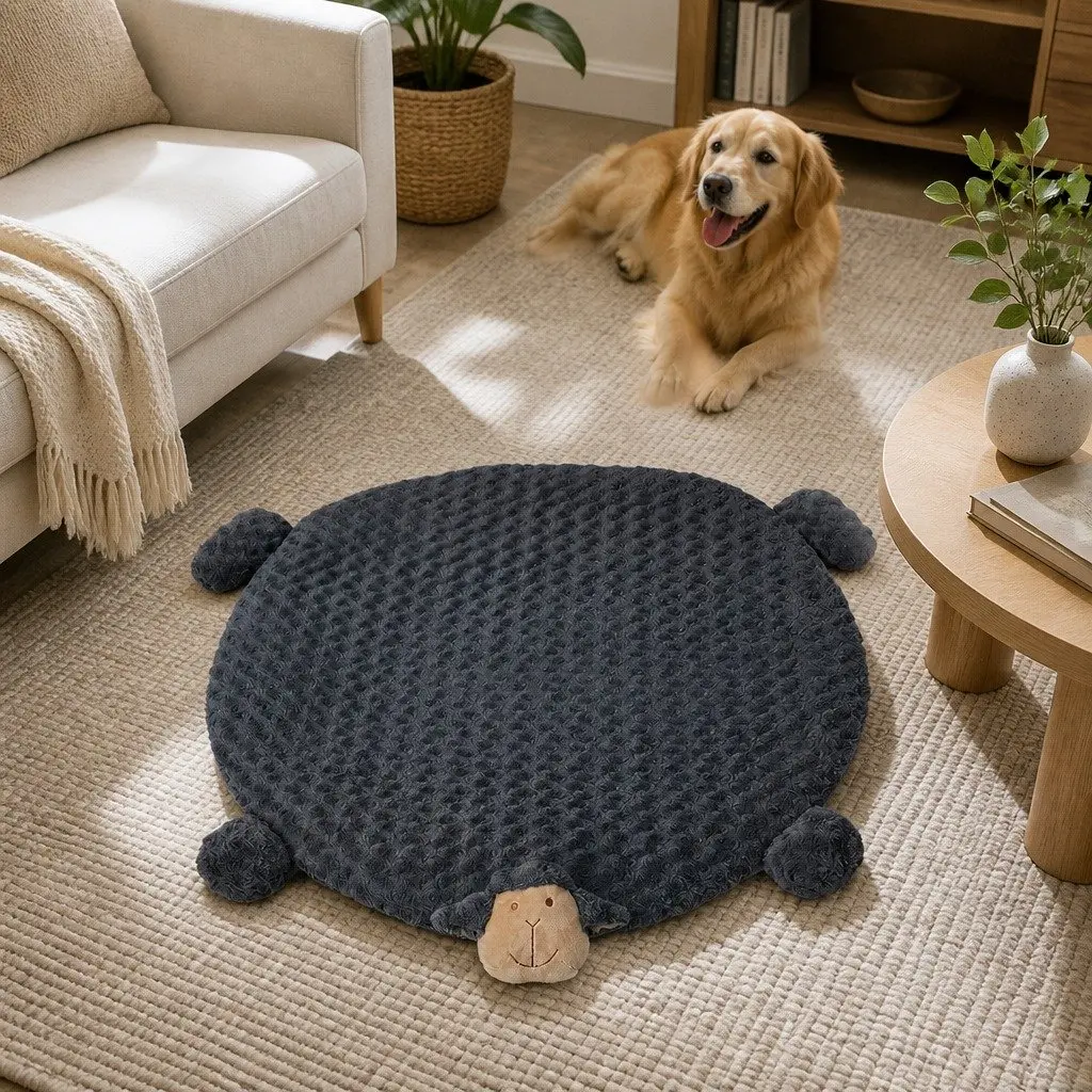 Pet Bed Plush Medium Charcoal Grey