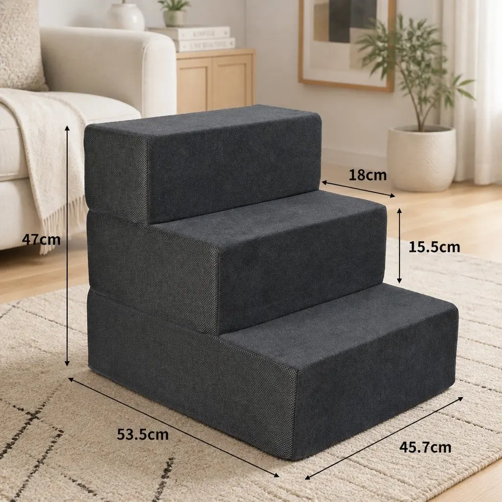 Pet Stairs Terry Cloth 2 Steps Grey