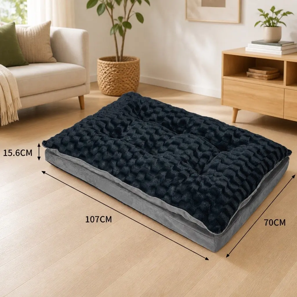 Pet Bed Memory Foam Plush Large Dark Grey Khaki
