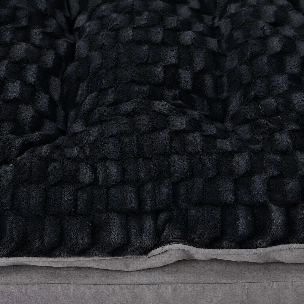 Pet Bed Memory Foam Plush Large Dark Grey Khaki