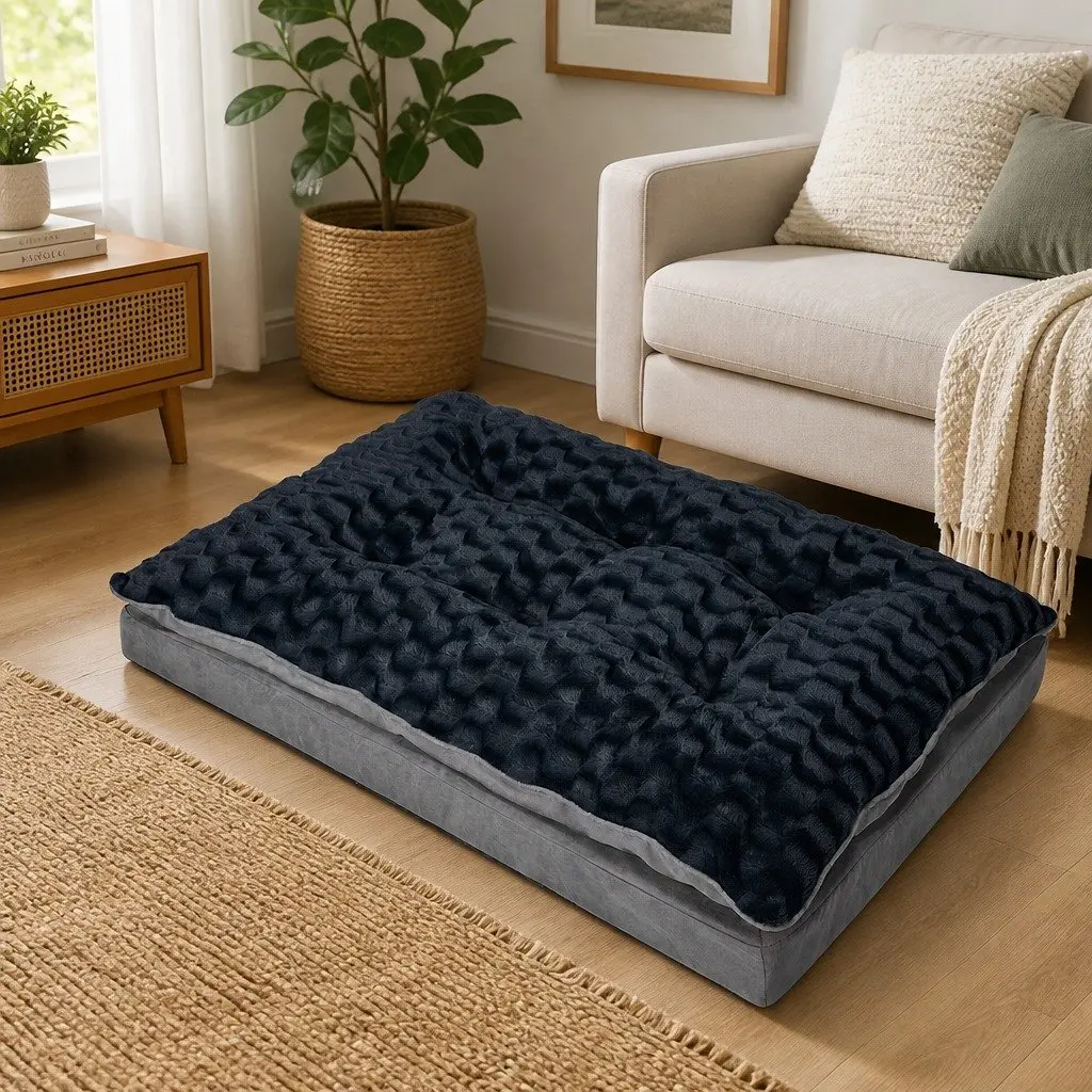 Memory Foam Dog Bed with Washable Cover in Medium Grey