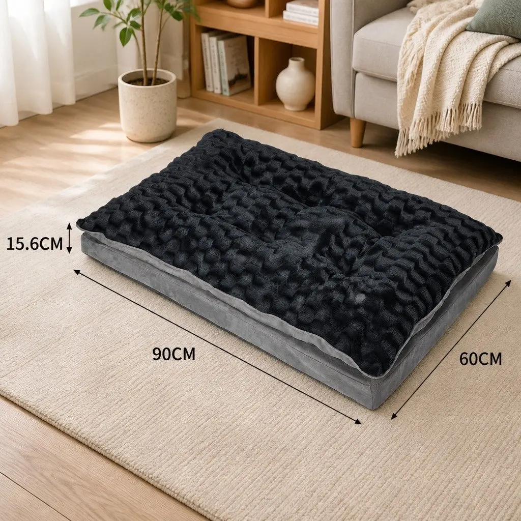Memory Foam Dog Bed with Washable Cover in Medium Grey