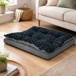 XL Memory Foam Dog Bed with Plush Washable Cover Grey