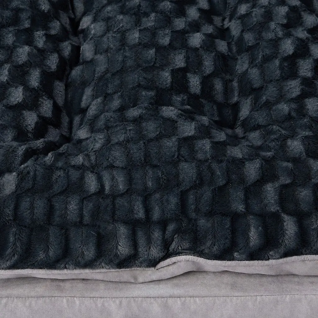 Calming Dog Bed XL Soft Plush Memory Foam Washable Cover Dark Grey