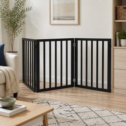 Wooden Pet Gate Dog Fence Barrier 3 Panels Expandable Indoor Outdoor Pet Safety
