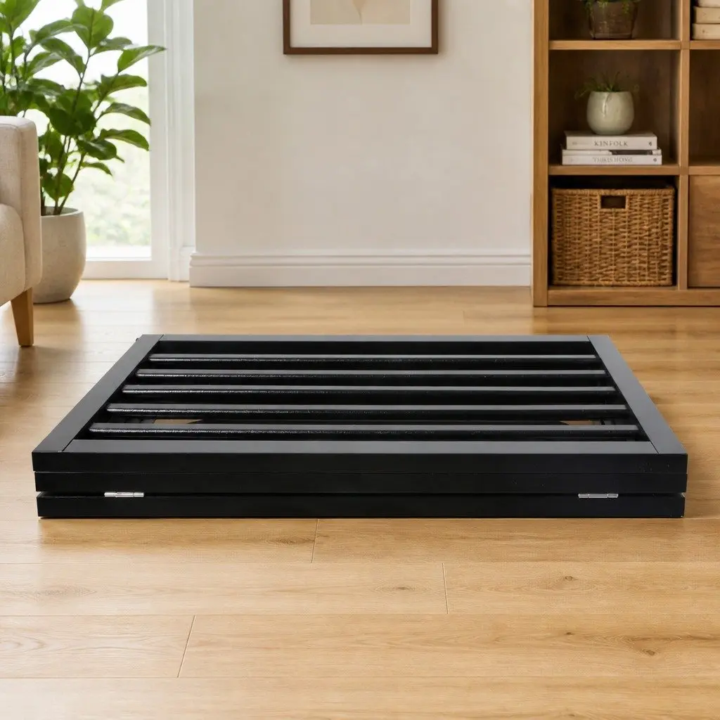 Wooden Pet Gate 3 Panels Expandable Indoor Outdoor Black