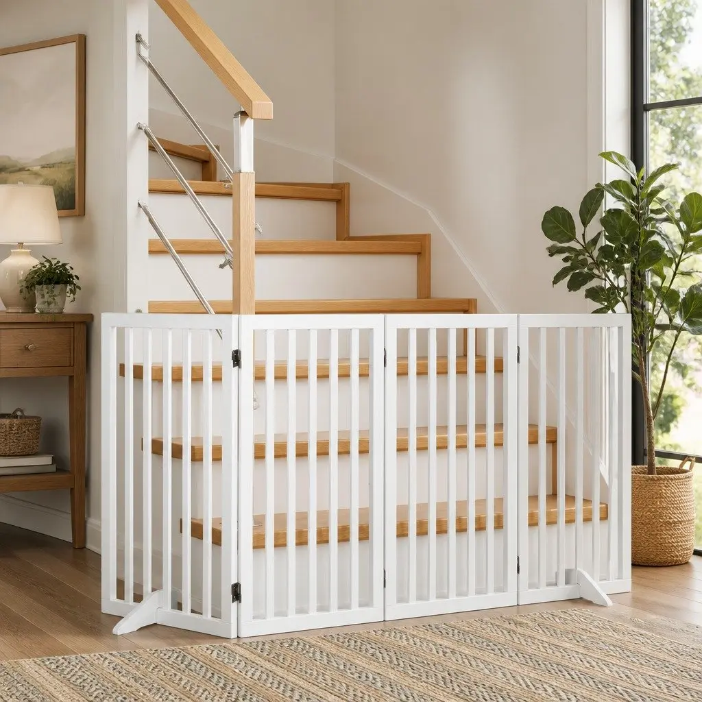Wooden Pet Gate Foldable Safety Barrier