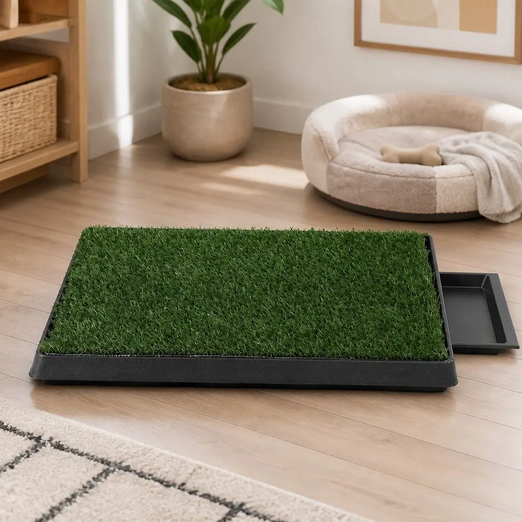 Indoor Dog Potty Training System Artificial Grass Mat 59cm x 46cm Green and Black