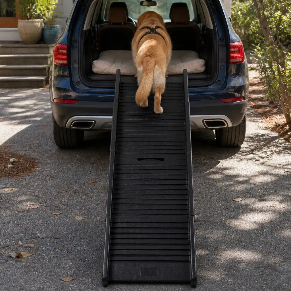 Foldable Pet Ramp Dog Car SUV Travel Stair Lightweight Non-Slip Safety Latch
