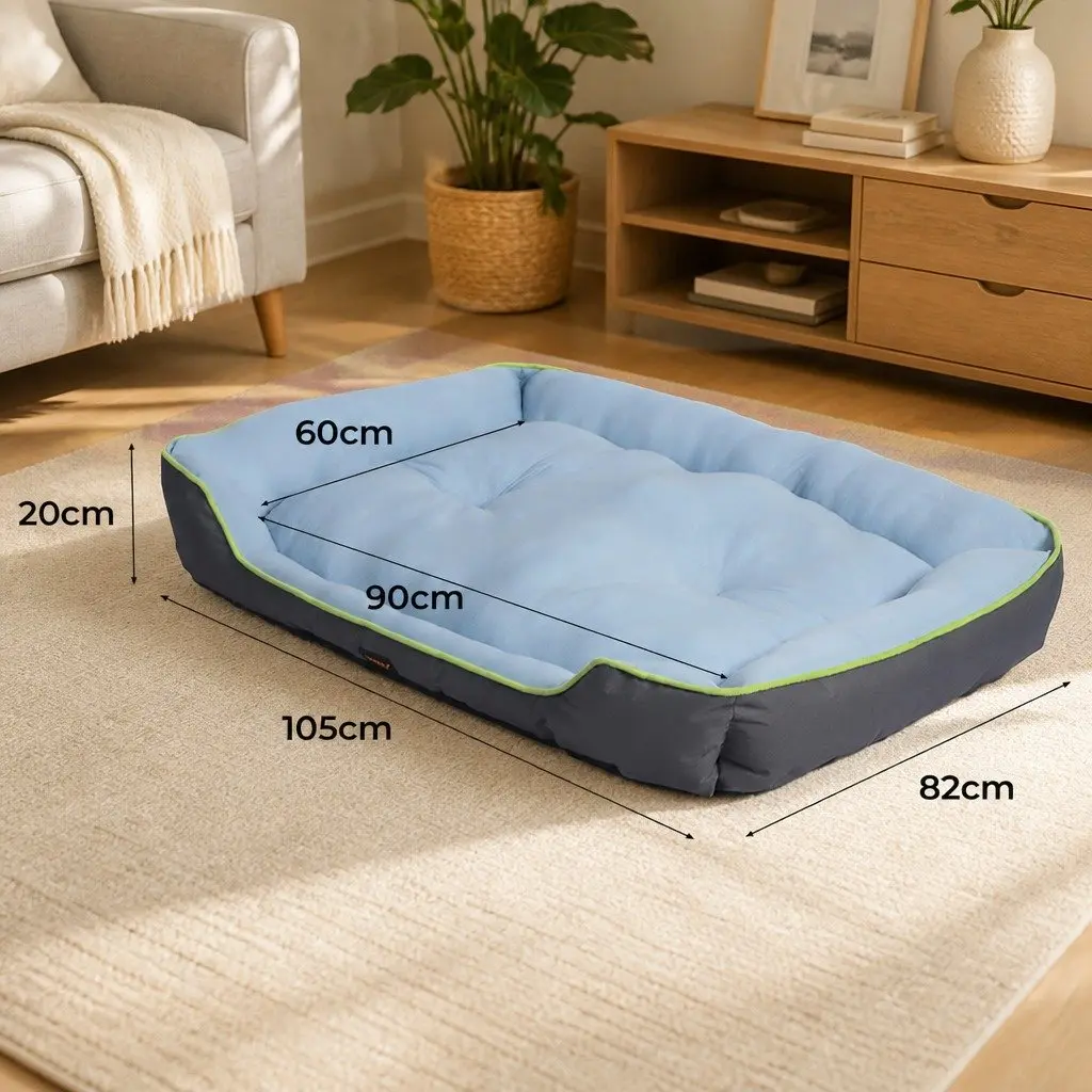 X-Large Self-Cooling Pet Bed with Supportive Bolster