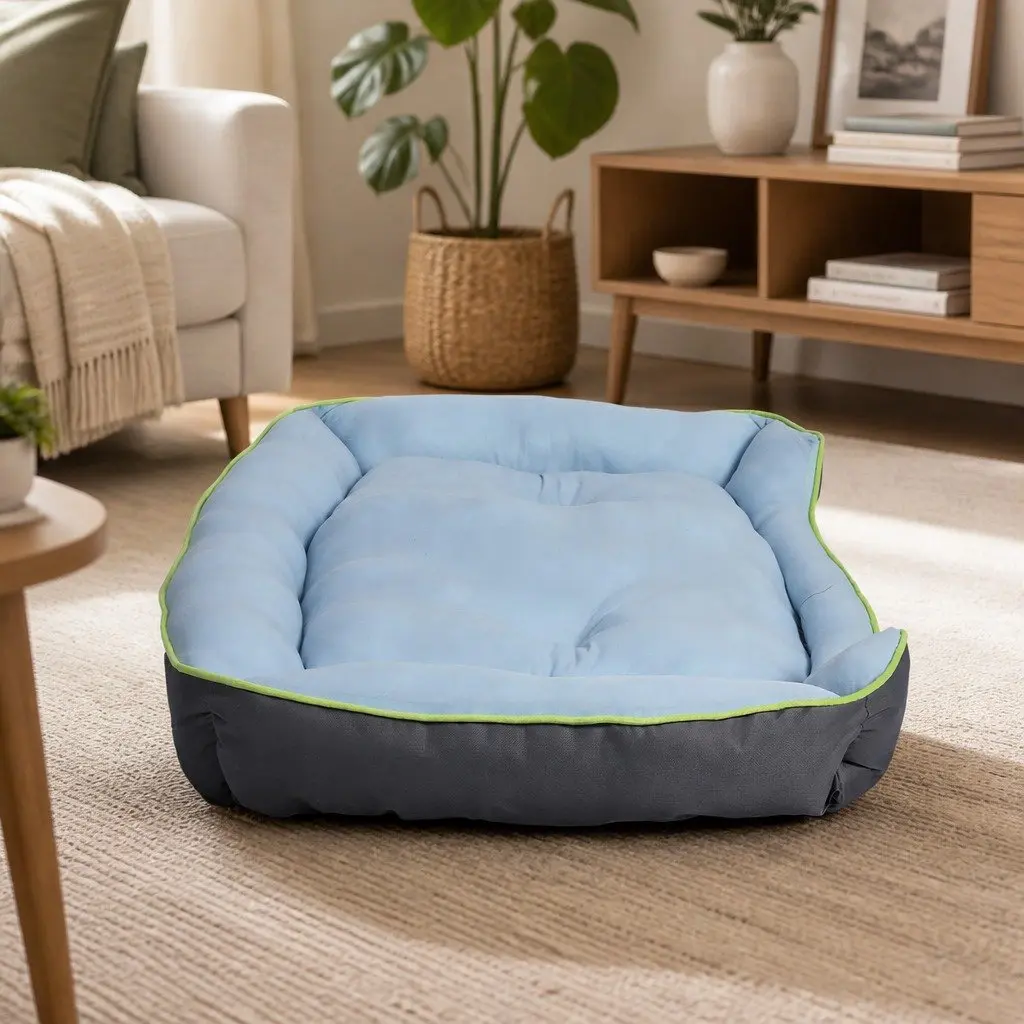 X-Large Self-Cooling Pet Bed with Supportive Bolster