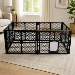 Pet Playpen Folding Dog Plastic Medium M Portable Indoor Outdoor Pen Gate Panels