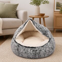 Premium Plush Medium Cave Dog Bed with Waterproof Bottom