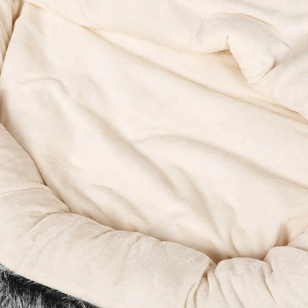 Plush Medium Cave Dog Bed with Waterproof Bottom