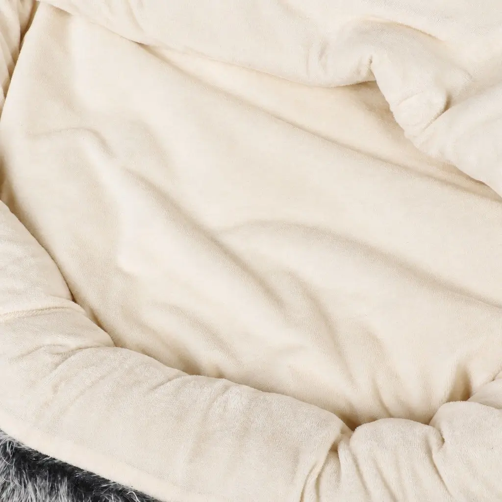 Pet Bed Polyester XL Charcoal Semi-Enclosed Cave Warm Soft Plush