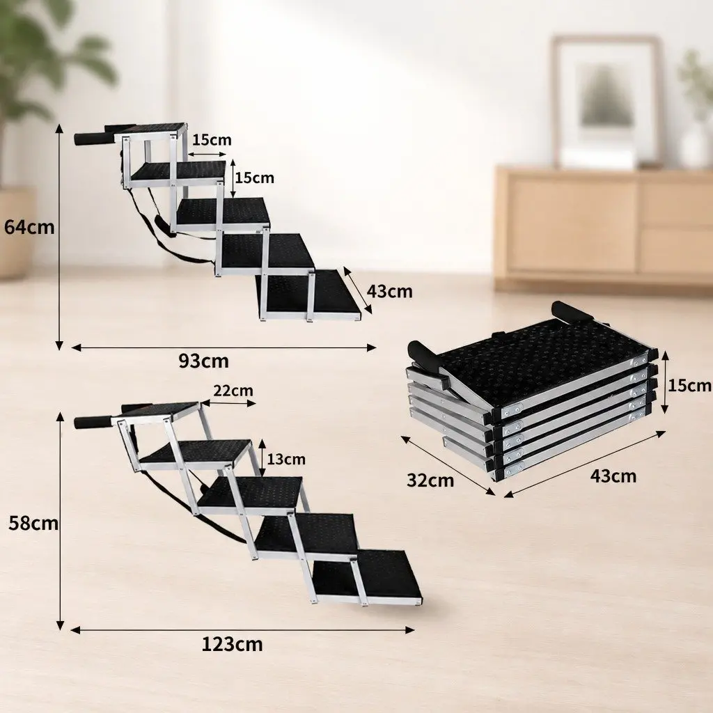 Adjustable 5 Steps Pet Ramp with Robust Build