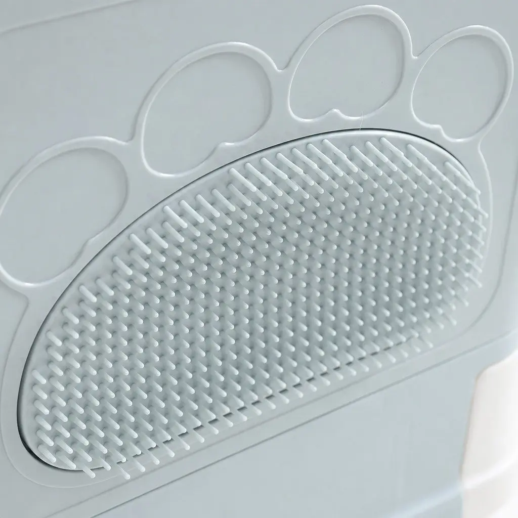 Blue Foldable Cat Litter Box with Entry Doors