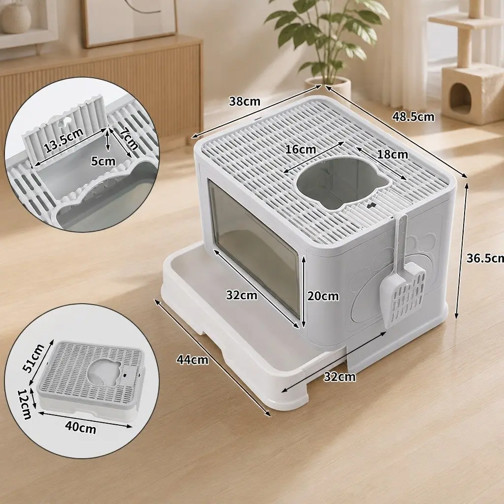 Foldable Cat Litter Box with Removable Drawer