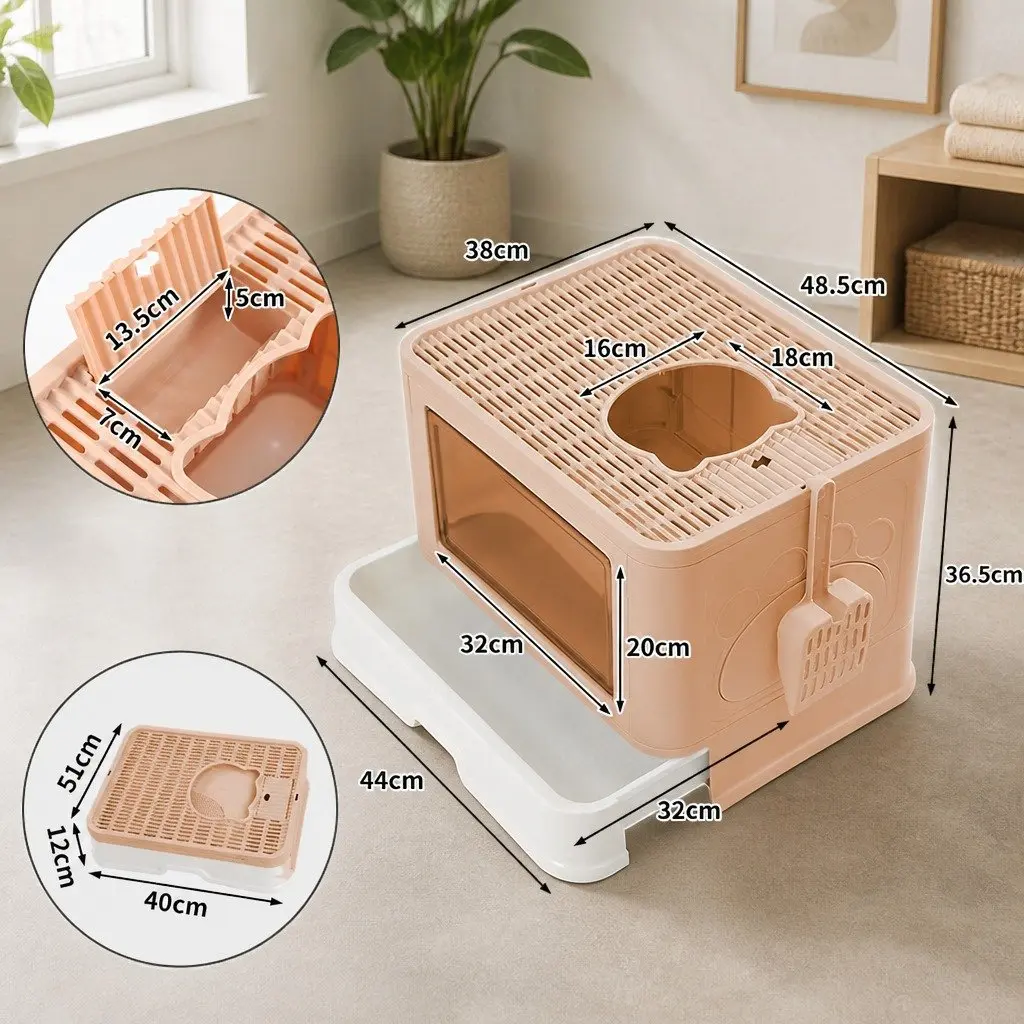 Foldable Cat Litter Box with Removable Drawer