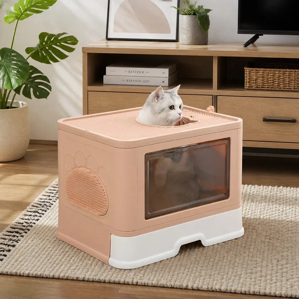 Foldable Cat Litter Box with Removable Drawer