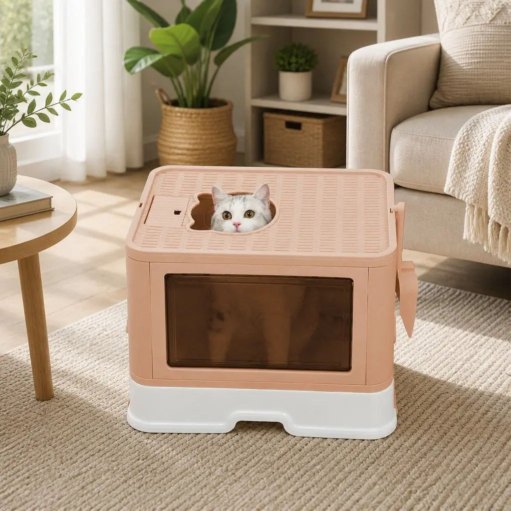 Foldable Cat Litter Box with Removable Drawer