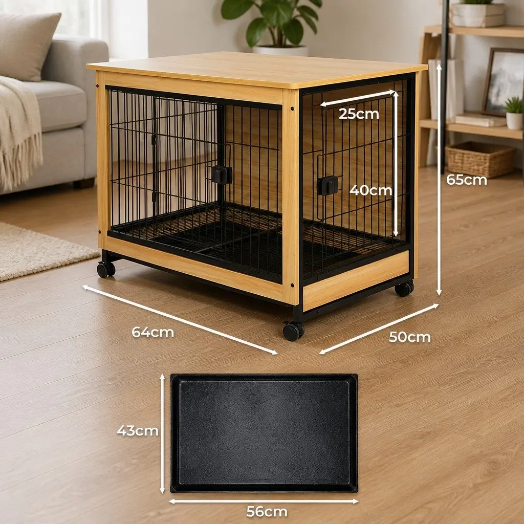 Wooden Dog Kennel End Table with Removable Tray