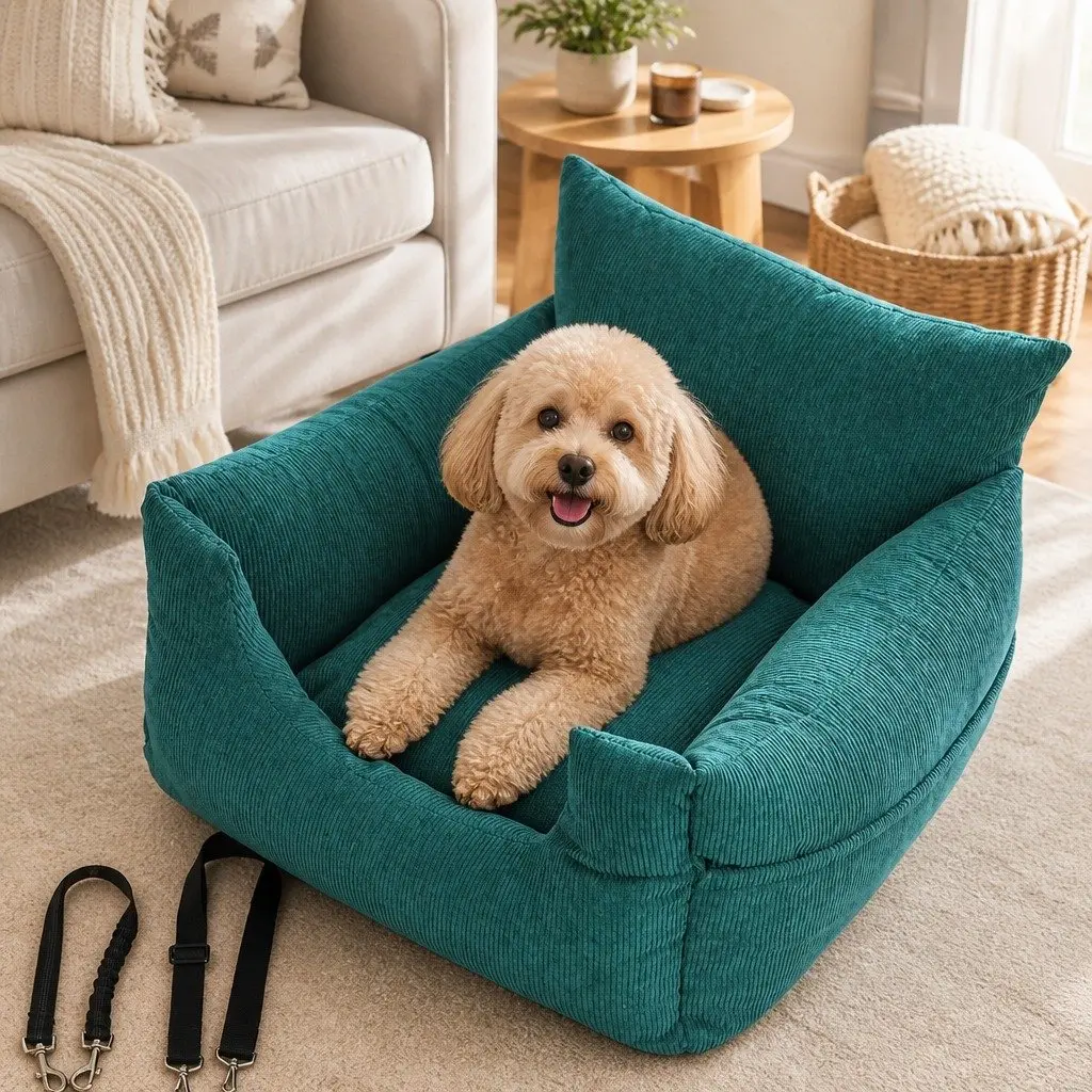 Medium Green Dog Booster Seat for Safe Travel