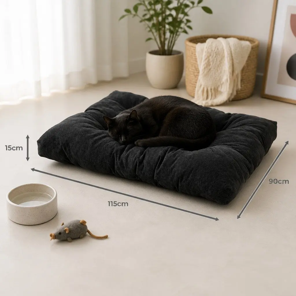 Pet Bed Cushion Polyester XL Dark Grey Tufted Machine Washable Waterproof