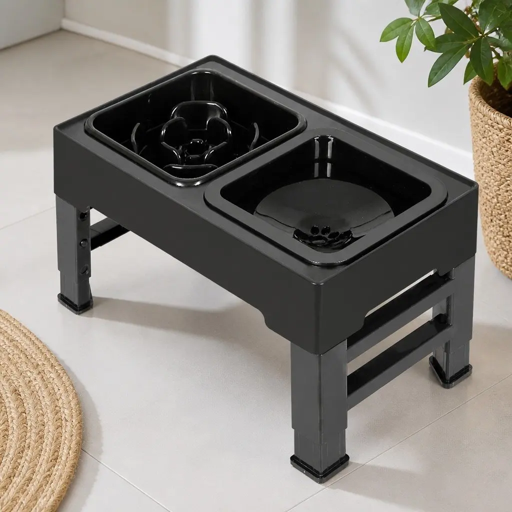 Adjustable Height Elevated Pet Feeder for Dogs and Cats