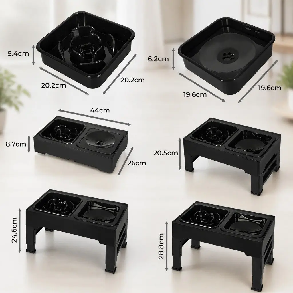 Adjustable Height Elevated Pet Feeder for Dogs and Cats