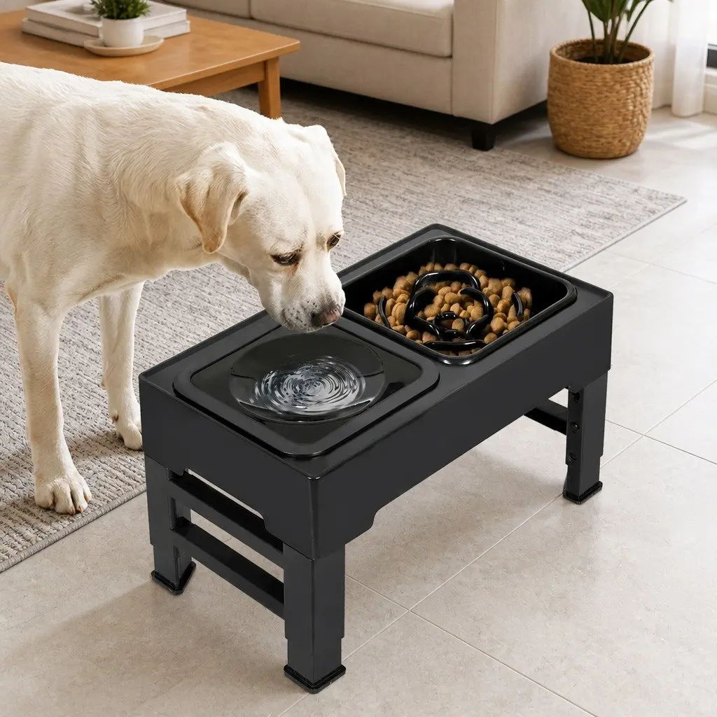 Adjustable Height Elevated Pet Feeder for Dogs and Cats