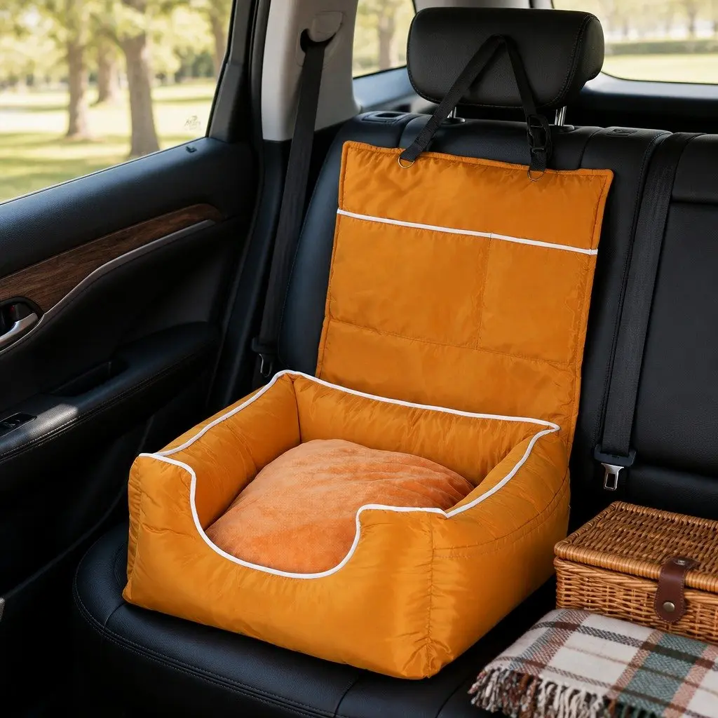 Dog Car Seat with Waterproof Cover and Cushion