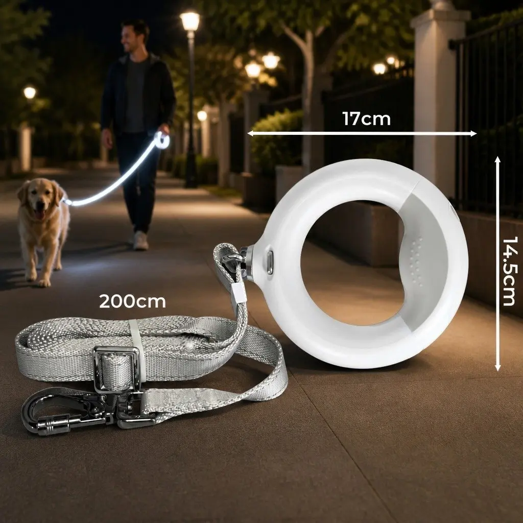 LED Dog Leash with USB Rechargeable Light