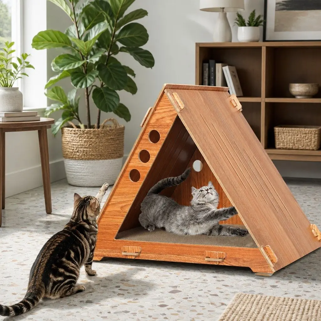 Cat Scratching Board Cardboard Corrugated 48cm x 35cm x 39cm Brown