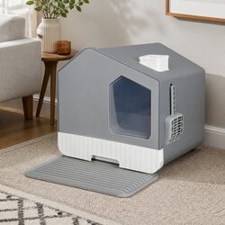 Sturdy Enclosed Cat Litter Box with Scoop and Tray