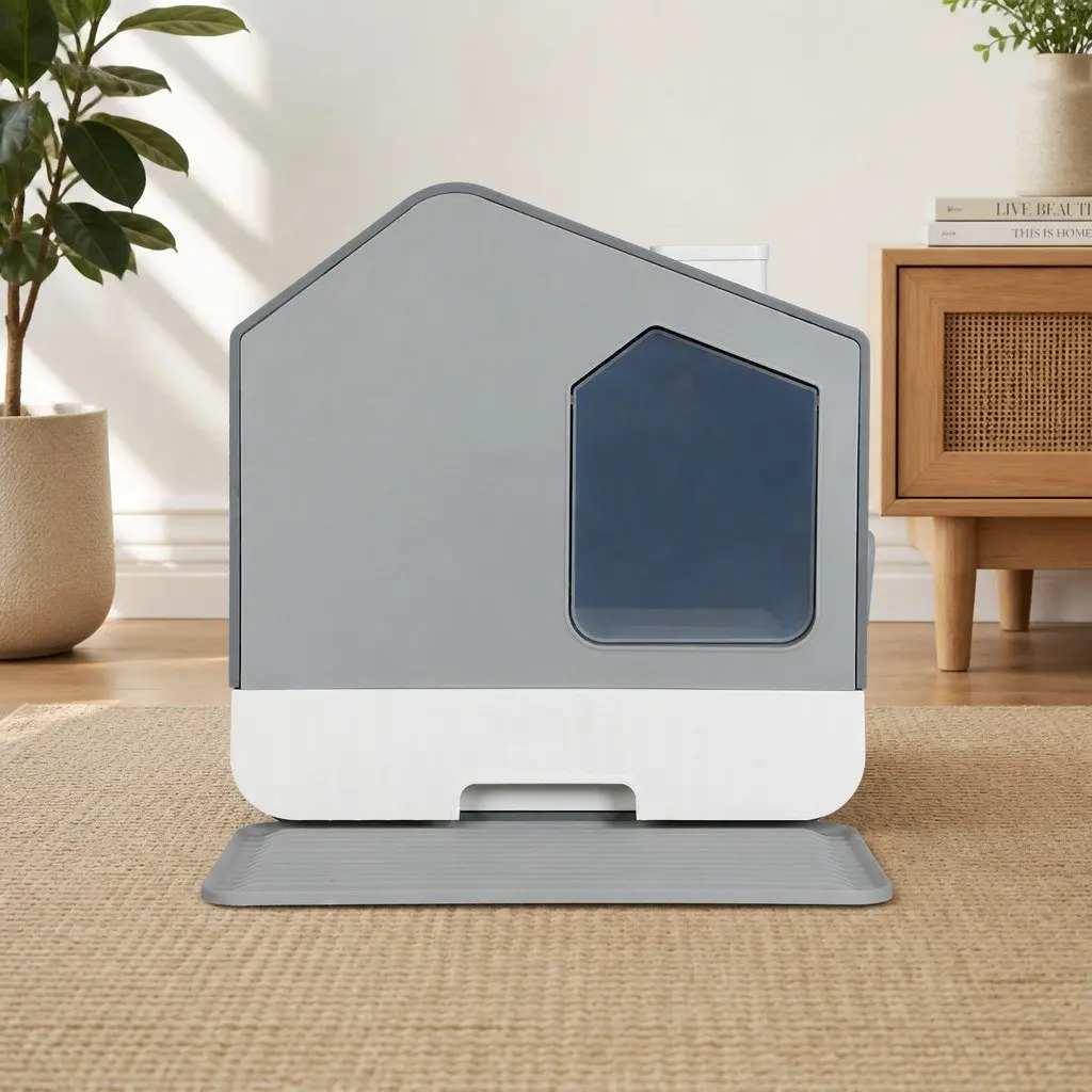 Enclosed Cat Litter Box with Scoop and Tray