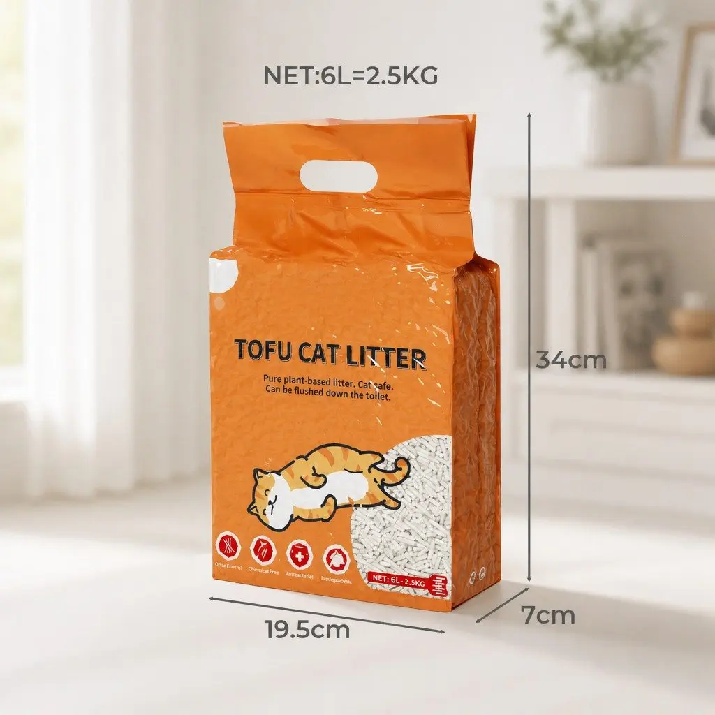 Tofu Cat Litter Biodegradable 2.5kg Natural Clumping Dust-Free Flushable Odour Control