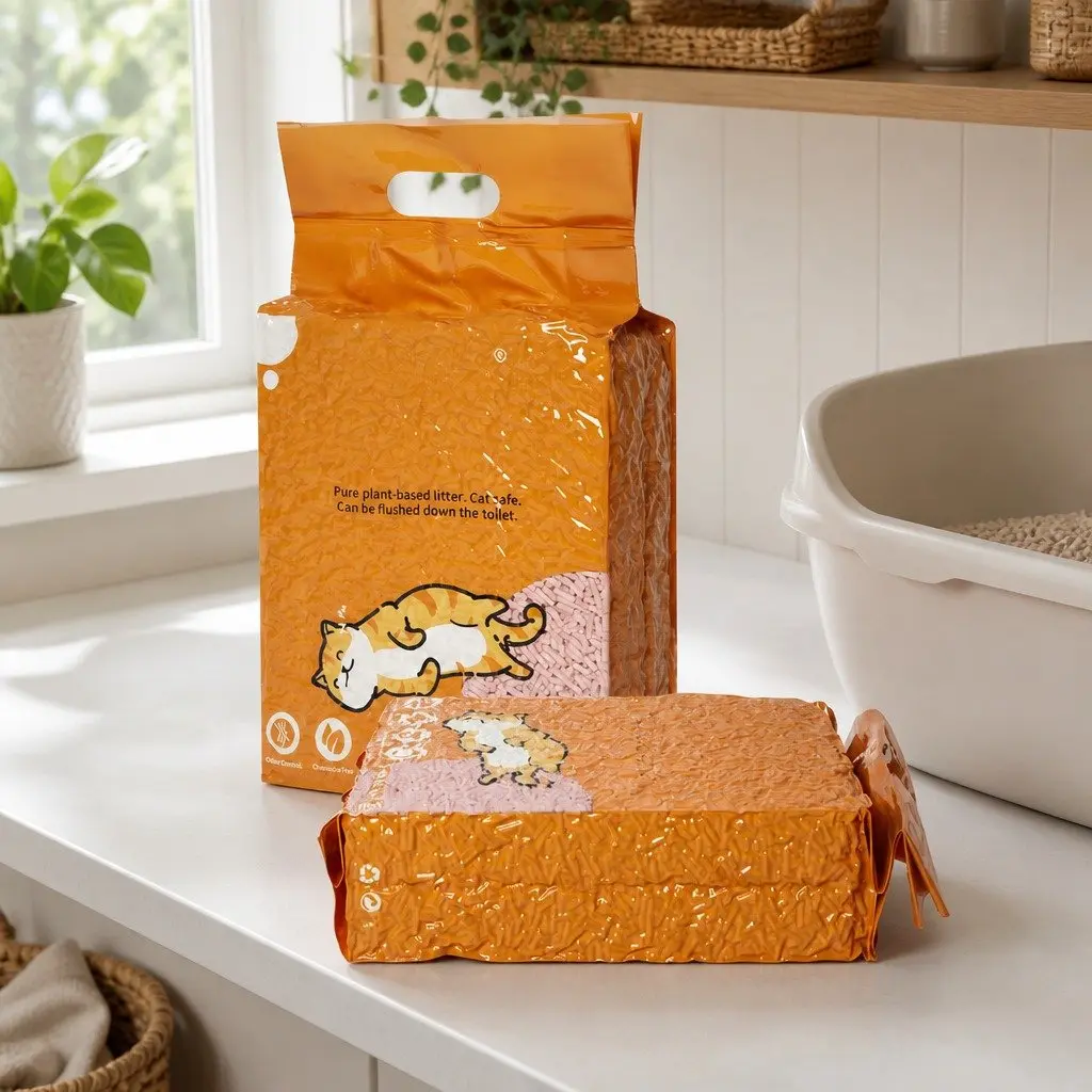 Tofu Cat Litter Clumping Peach Scent Biodegradable Flushable Odour Control