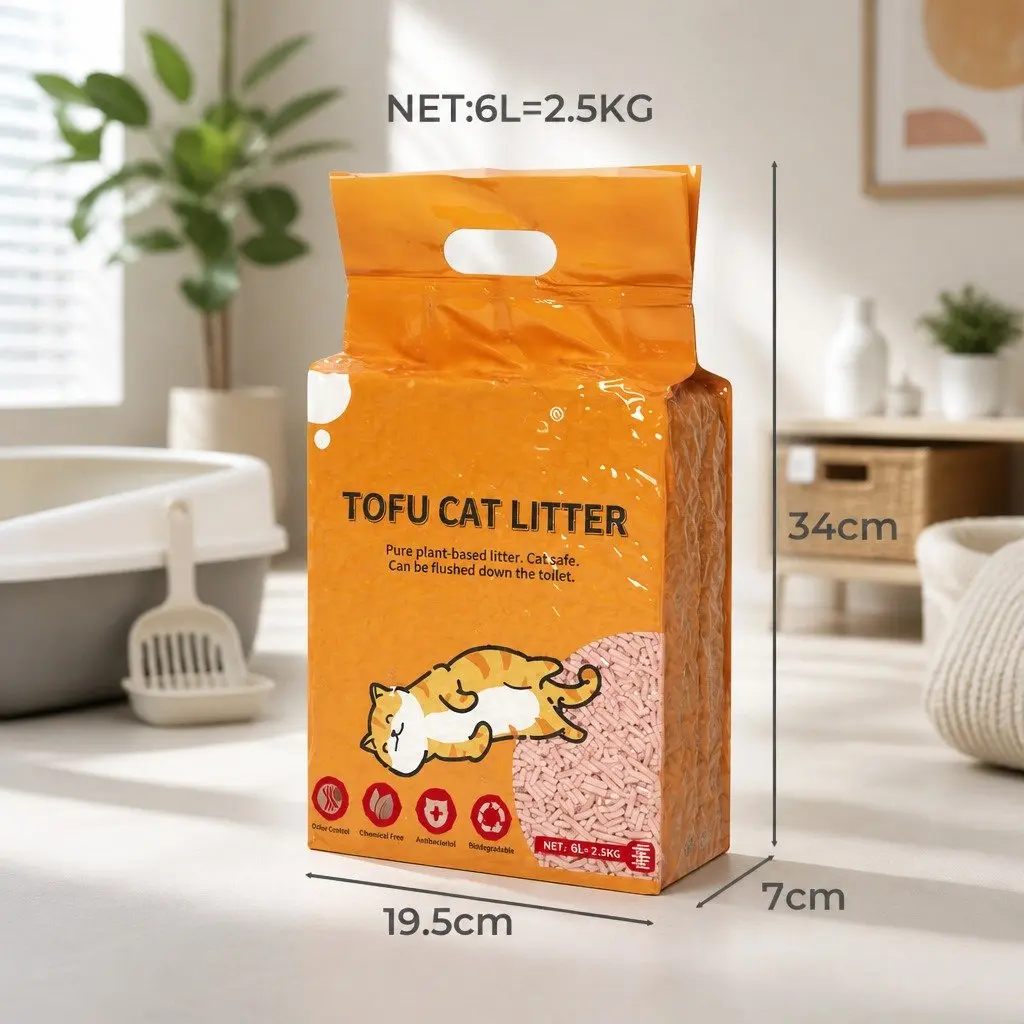 Tofu Cat Litter Clumping Peach Scent Biodegradable Flushable Odour Control