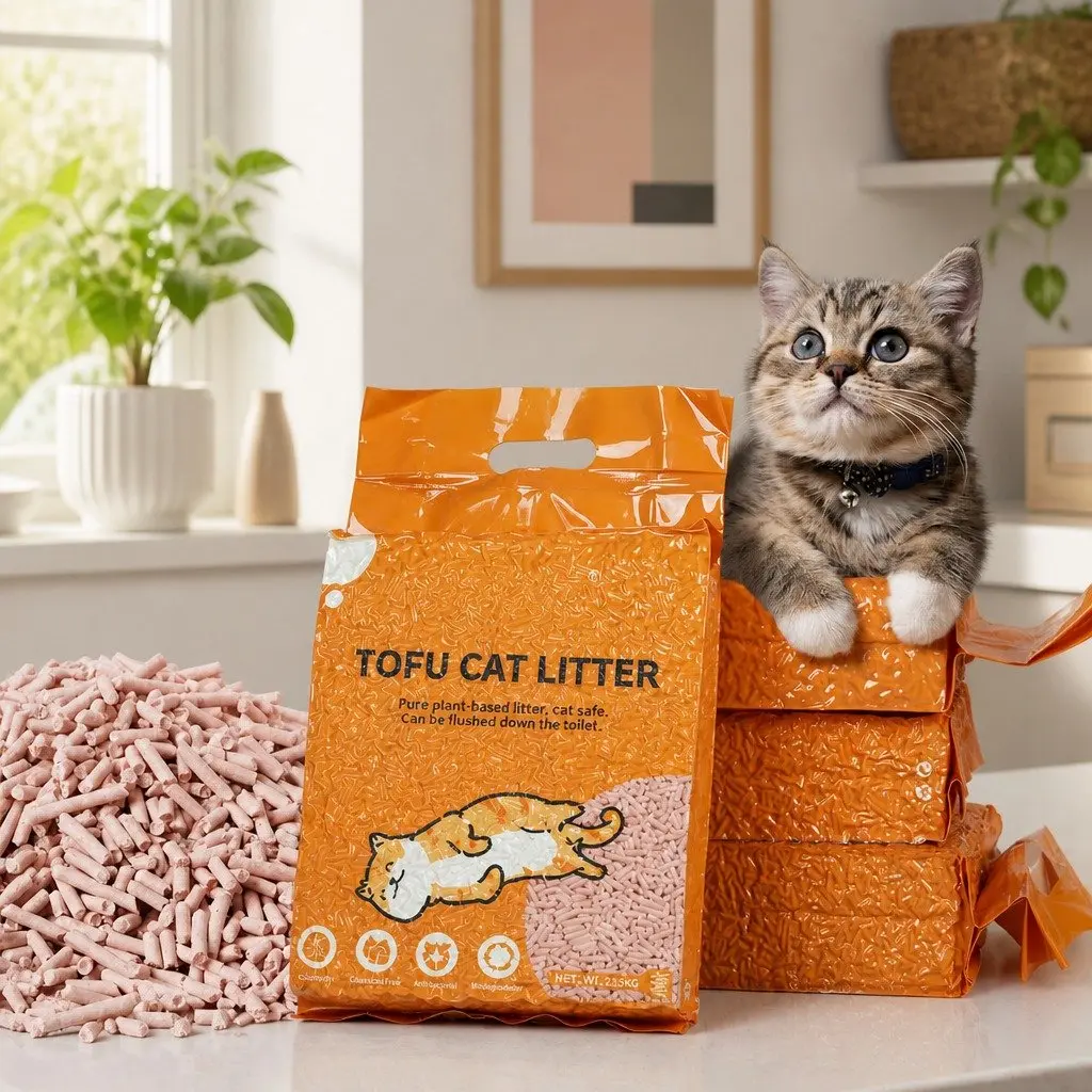 Tofu Cat Litter Clumping Peach Scent Biodegradable Flushable Odour Control