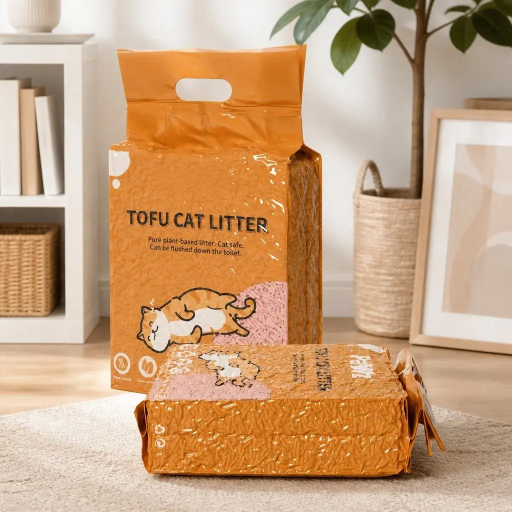 Biodegradable Peach Scent Tofu Cat Litter with Clumping Action