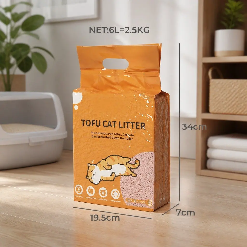 Biodegradable Peach Scent Tofu Cat Litter with Clumping Action