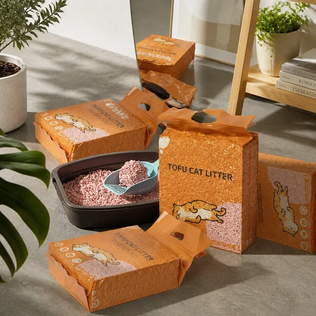 Biodegradable Peach Scent Tofu Cat Litter with Clumping Action