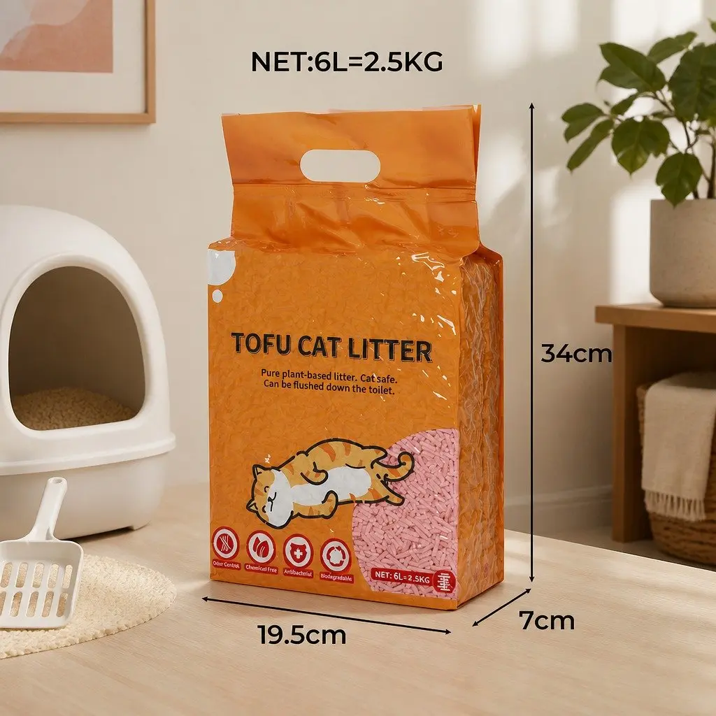 Tofu Cat Litter Biodegradable 2.5kg Watermelon Scent Clumping Flushable 12 Bags